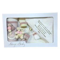 Trusou Botez fetite cu broderie si ursulet Noya Baby Roz Prafuit TRB530TRC