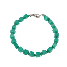 Bratara onix verde cuburi 5mm si discuri fatetate 4mm
