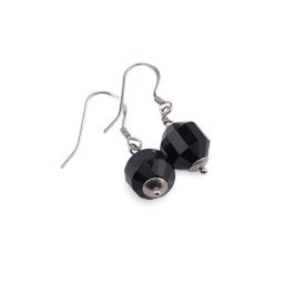 Cercei cu agatatoare Onix negru fatetat cu Argint 925, 11mm