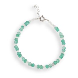 Bratara Onix verde sfere fatetate 4mm si Cristal de stanca sfere fatetate 3mm cu argint 925