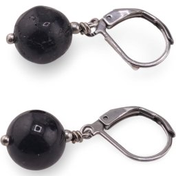 Cercei cu agatatoare Turmalina neagra 10mm