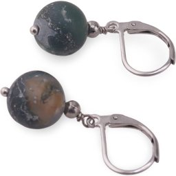 Cercei cu agatatoare Moss agat mat sfera 10mm