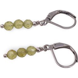 Cercei cu agatatoare Peridot sfere fatetate 4mm