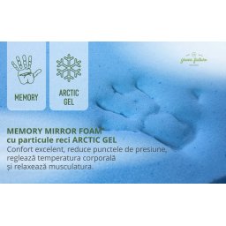 Topper 180x80x3 cm cu Lana, Spuma Memory cu particule Arctic Gel si Husa Jacquard pentru pat copii 2-16 ani - ASC6427968008338