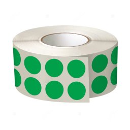 Etichete colorate, rotunde, diametru 10mm, verzi, 2 etichete rand, 6740 buc rola