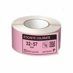 Etichete colorate, 32x57mm, roz, 800 buc rola