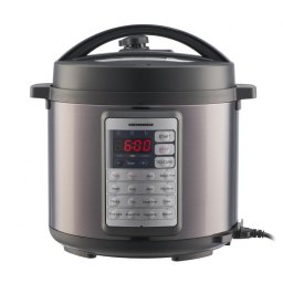 Multicooker cu gatire sub presiune Alacarte 38BK HPCK-38BK, 1000W, 3.8L, 14 programe, gatire sub presiune, presiune maxima 0.8 bar, afisaj LED, Negru/Inox
