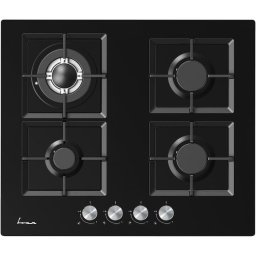 Plita FBH-M4IWF-GBK, Gaz, 4 arzatoare, Gratar fonta, Wok, Aprindere electrica, Dispozitiv de siguranta, 60 cm, Sticla neagra
