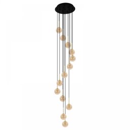 Candelabru Galaxy, 13xG9, D40cm, H220cm, metal negru, sticlă ambră
