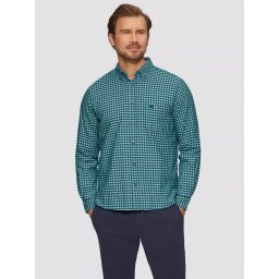 s.Oliver Camasa barbati cu buzunar, guler cu nasturi si imprimeu in carouri, Verde (SELECTATI MARIMEA: 2XL)
