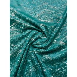 Set 2 draperii Hiko Goldie COMFY Istanbul, catifea imprimata, verde smarald auriu, cu rejansa creion, 6,5cm