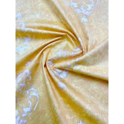 Set 2 draperii bumbac, Hiko Nostalgie Baroc Garden Galben, cu rejansa Premium creion de 6,5cm