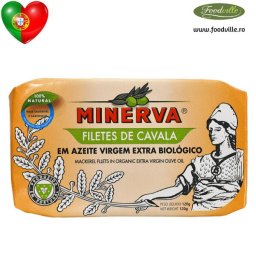 MINERVA Fileuri de macrou de Atlantic in ulei de masline extra-virgin organic 120g