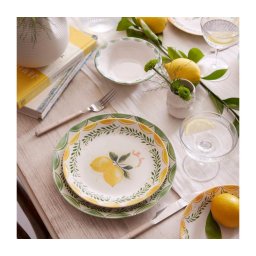 Set de veselă 24 piese, porțelan, galben/alb/verde