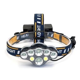 Lanterna frontala de cap cu 8 LED-uri lumina alba si lumina rosie