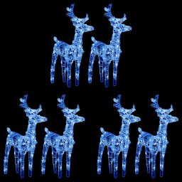 Reni de Craciun, 6 buc., albastru, 240 LED-uri, acril GartenMobel Dekor
