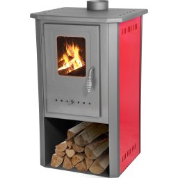 Soba pe lemne Thalia Pella rosie, 5,4 kW, randament 81,4%, 85 cm