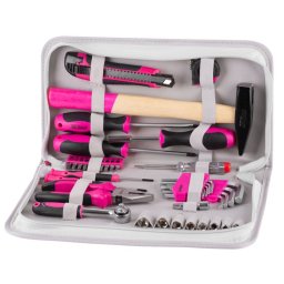 Set de scule roz pentru femei Strend Pro, 39 piese, în husa