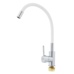 Baterie de bucatarie Fleko FZXI-CW451 alba cu pipa flexibila si monocomanda