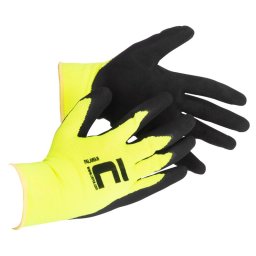 Manusi de protectie PALAWAN 10/XL din nylon, cu palma latexata (galben/negru)