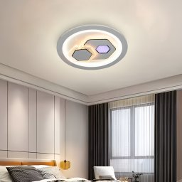 Lustra LED KATHLEEN RGB 16W, lumina calda/neutra, design geometric, alb