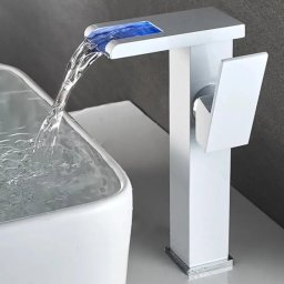 Baterie lavoar alba cu lumina RGB, culoare dupa temperatura apei, OD3014