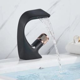 Baterie lavoar monocomanda din alama sanitara, negru mat, cu racorduri incluse OD/2055