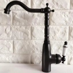 Baterie de bucatarie negru mat din alama sanitara, 28 cm, OD/2051