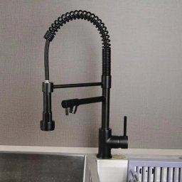Baterie de bucatarie negru mat cu dus extractibil, inox SUS304, 2 functii, YD/201