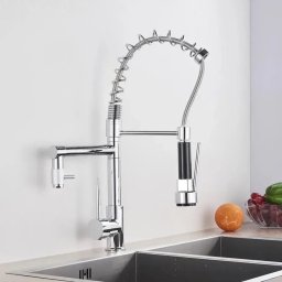 Baterie de bucatarie cu dus extractibil, inox SUS304 si alama cromata, YD/201
