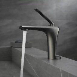 Baterie lavoar din alama sanitara, gun grey satinat, Korman Technik 10007N