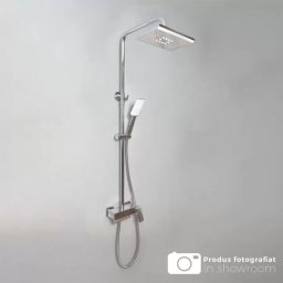 Coloana de dus cu palarie si para, 3 functii, alama sanitara cromata, reglabila