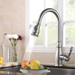 Baterie de bucatarie cu dus extractibil, inox SUS304 satinat, 47 cm, YSQ/105