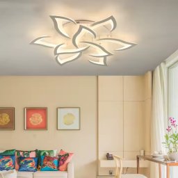 Lustra LED LOTUS 91W cu telecomanda, 9 petale, dimabila, alb (rece/cald/neutru)