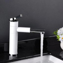 Baterie lavoar alba cu dus extractabil, din alama sanitara, Korman Technik WZX/2021