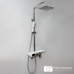 Coloana de dus din inox cu afisaj LCD, alb/crom, 3 functii, Korman Technik