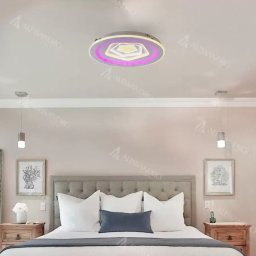 Lustra LED MEIRA RGB 180W cu telecomanda, dimabila, alb, lumina CCT + RGB