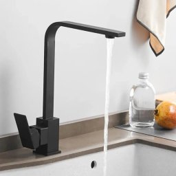 Baterie bucatarie inox negru satin cu pipa pivotanta si cartus ceramic HS002
