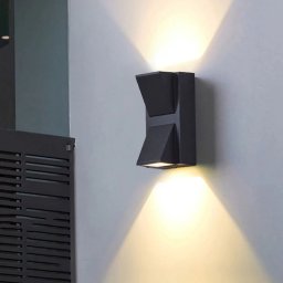 Aplica LED de exterior Scarlat, 6W, neagra, metal, IP65, lumina calda 3000K