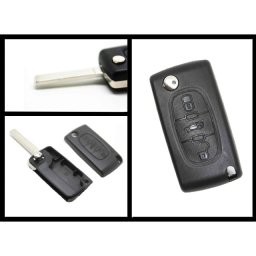 Carcasa cheie tip briceag compatibila Peugeot 407, 3 butoane, fara cip