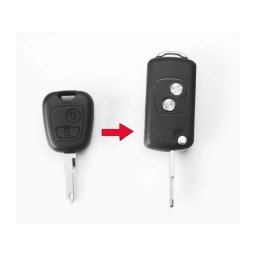 Carcasa cheie tip briceag compatibila Peugeot 206, 2 butoane, pentru transformare
