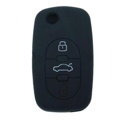 Husa din silicon pentru cheie Audi A6, 3 butoane, neagra (model vechi)