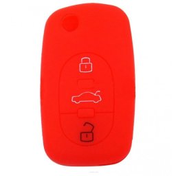 Husa din silicon pentru cheie Audi A6, 3 butoane, rosie, model vechi