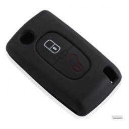 Husa din silicon neagra pentru cheie Citroën/Peugeot, 2 butoane