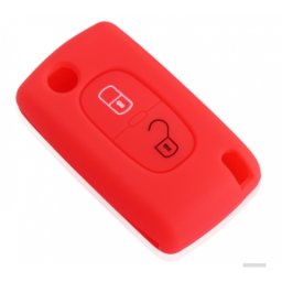 Husa din silicon rosu pentru cheie Citroen/Peugeot cu 2 butoane, protectie zilnica