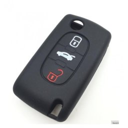 Husa cheie auto din silicon pentru Citroen/Peugeot, 3 butoane, neagra