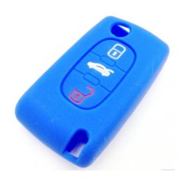 Husa silicon pentru cheie Citroen/Peugeot cu 3 butoane, albastra