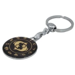 Breloc zodia Pesti din epoxy, medalion rotund cu inel metalic