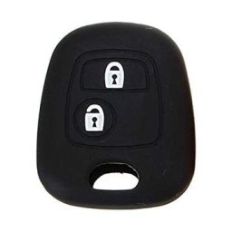 Husa din silicon pentru cheie Peugeot 206/307, 2 butoane, neagra
