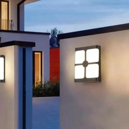 Aplica LED exterior Timeea 18W, negru, lumina calda 3000K, design patrat